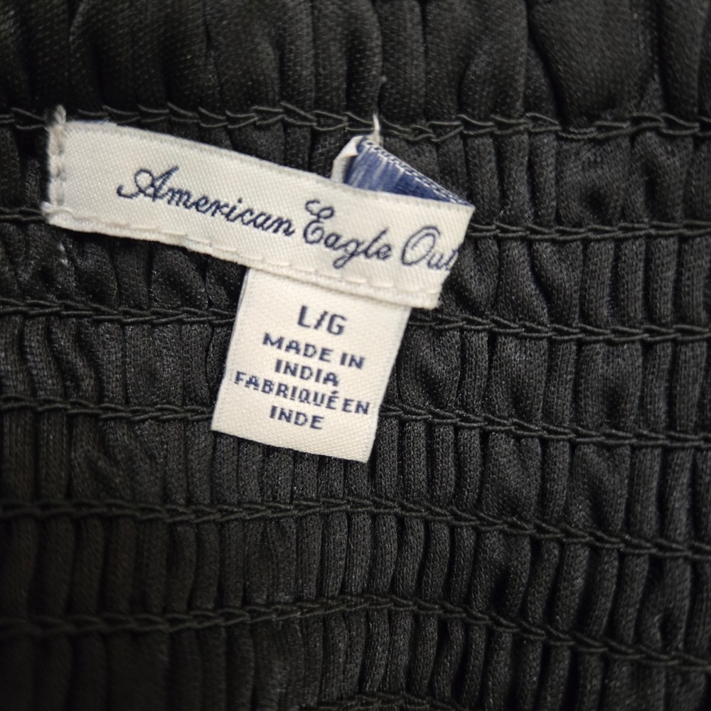 American Eagle Black Paisley Handkerchief Hem Bustier Dress Large L Lace Trim - Picture 3 of 14